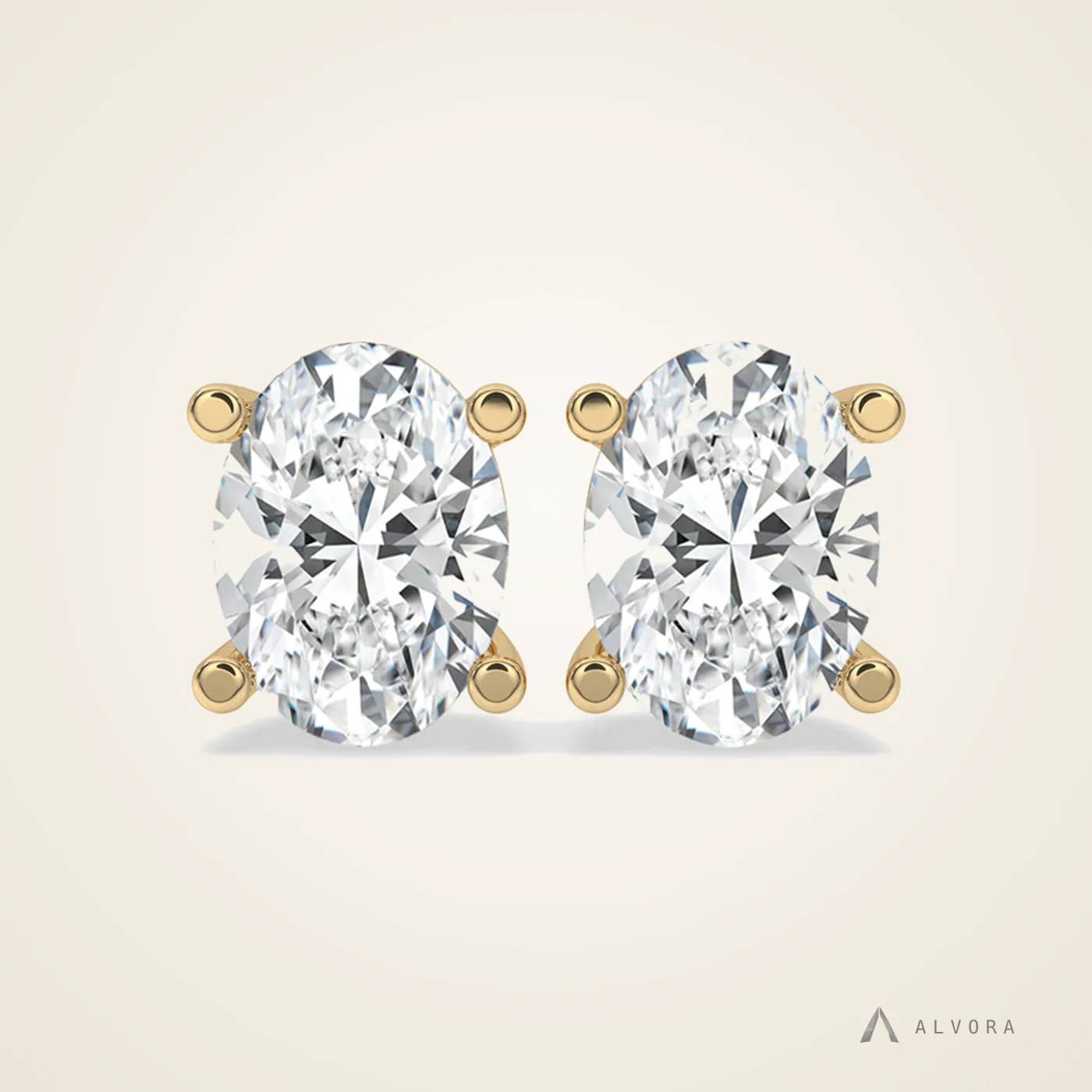 Ada Oval Studs, oval studs lab-grown diamond earrings