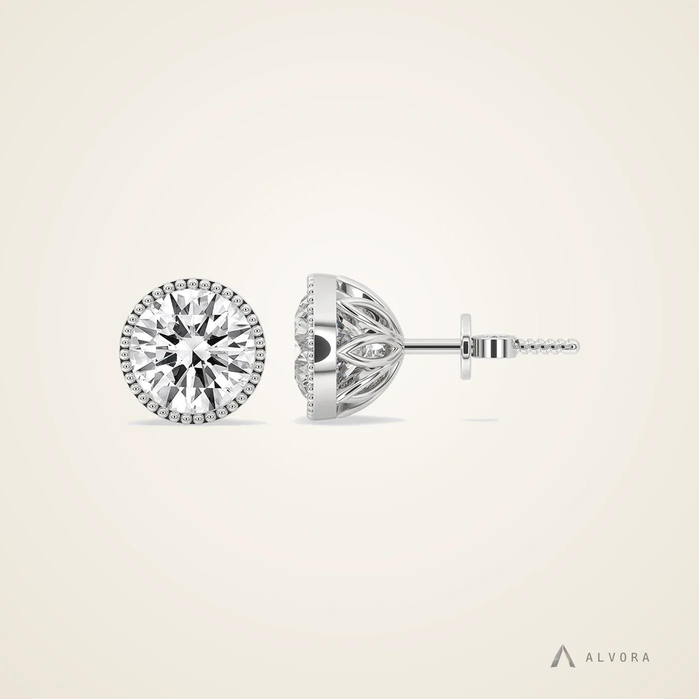 Yolande Round Studs, round studs lab-grown diamond earrings