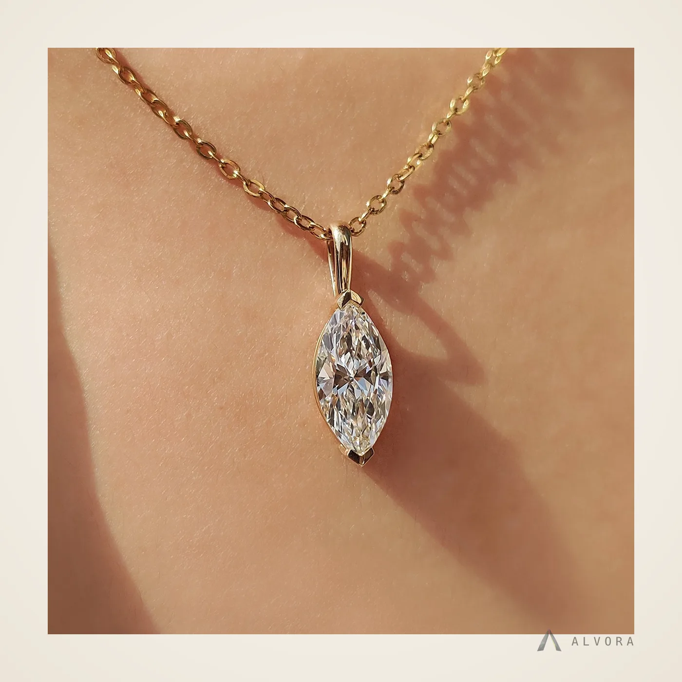 Ines Marquise Pendant, marquise pendant lab-grown diamond pendant