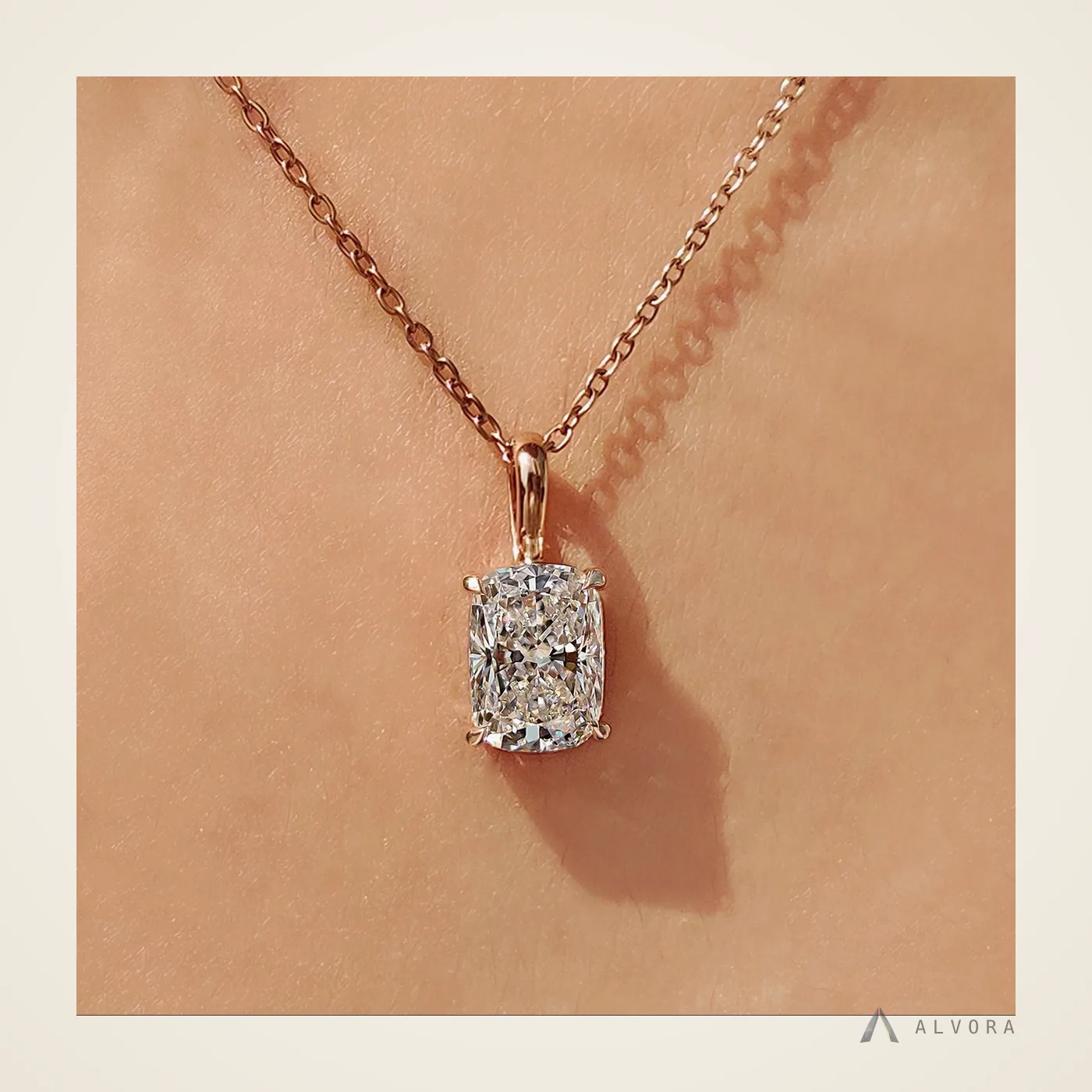 Odile Cushion Pendant, cushion pendant lab-grown diamond pendant