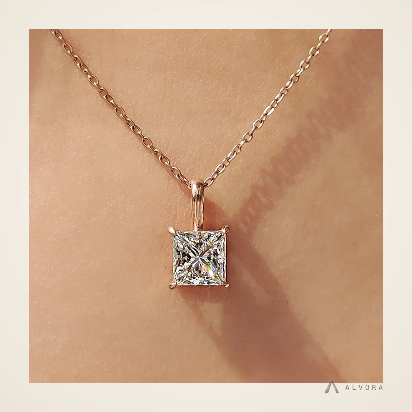 Vivienne Princess Pendant, princess pendant lab-grown diamond pendant
