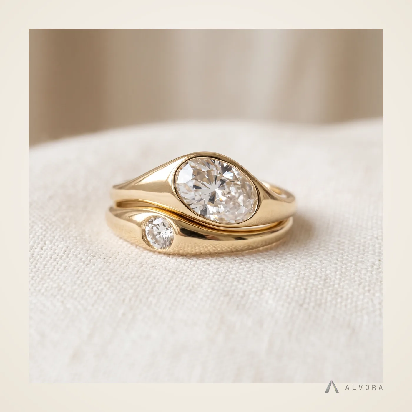 Aurel Oval East-West, oval east-west lab-grown diamond engagement ring