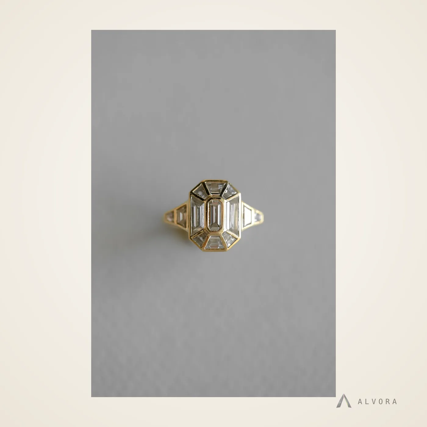 Vela Emerald Bezel, emerald bezel lab-grown diamond engagement ring