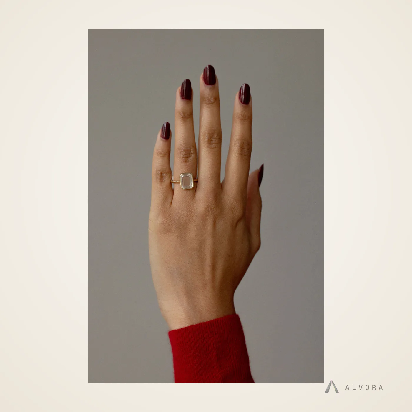 Orla Emerald Bezel, emerald bezel lab-grown diamond engagement ring