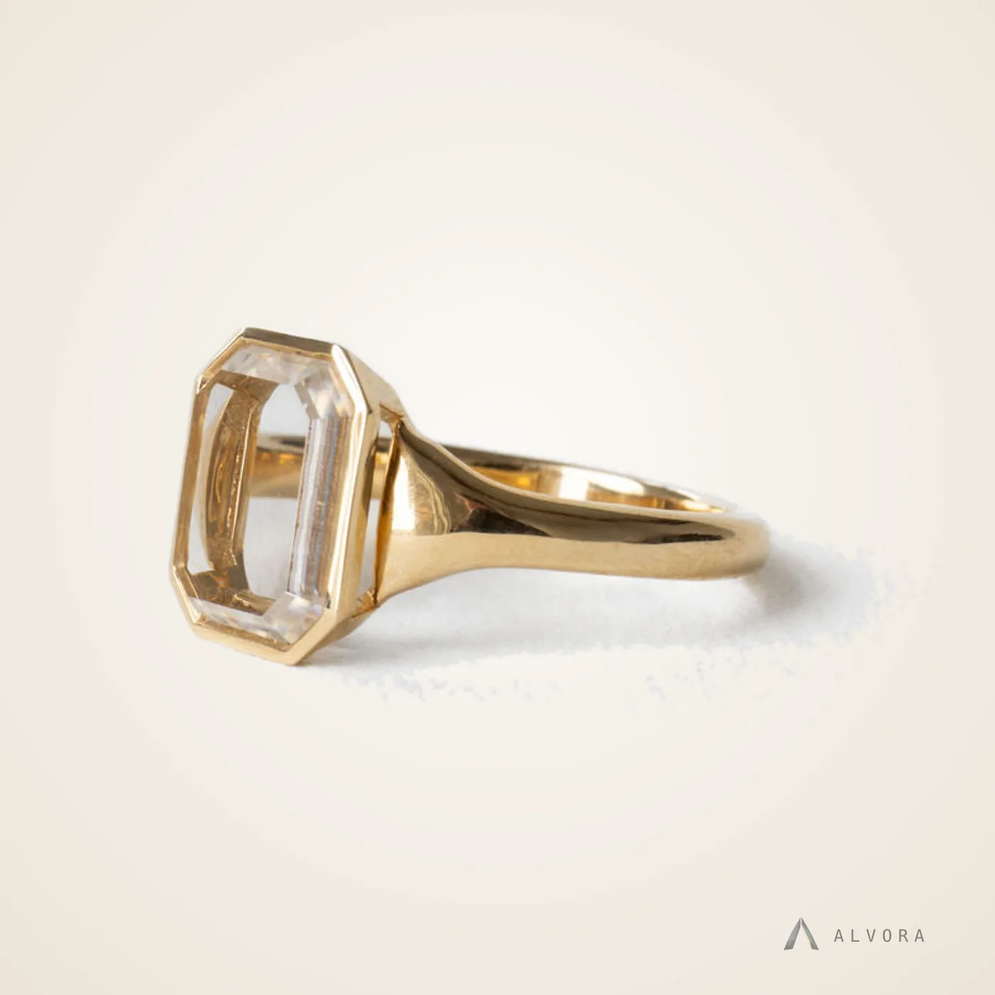 Ilse Emerald Bezel, emerald bezel lab-grown diamond engagement ring