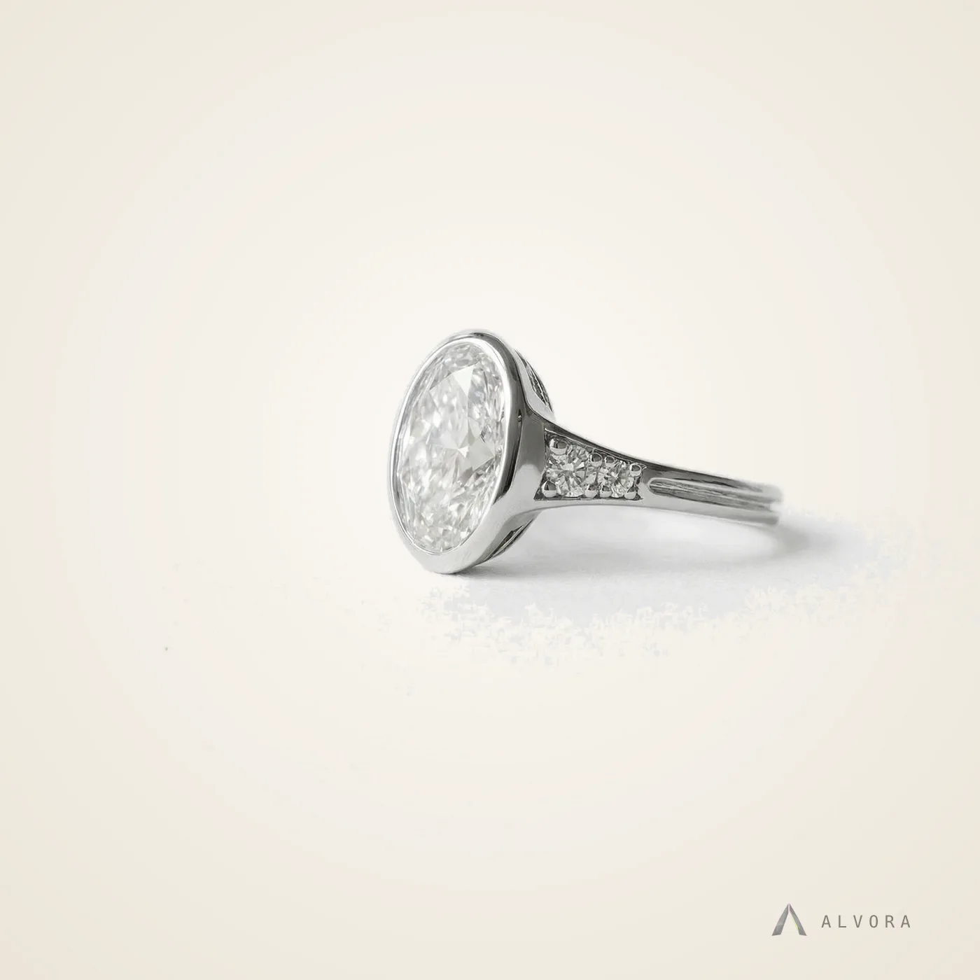 Celeste Green Oval Solitaire, oval solitaire lab-grown diamond engagement ring