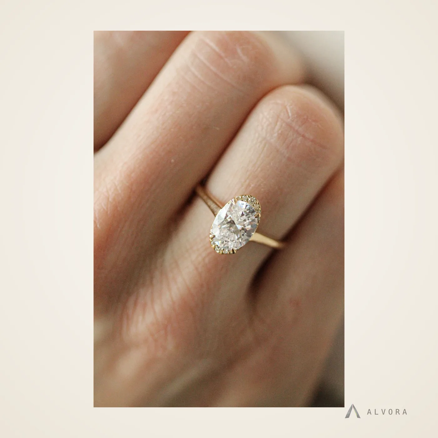 Noor Oval Solitaire, oval solitaire lab-grown diamond engagement ring