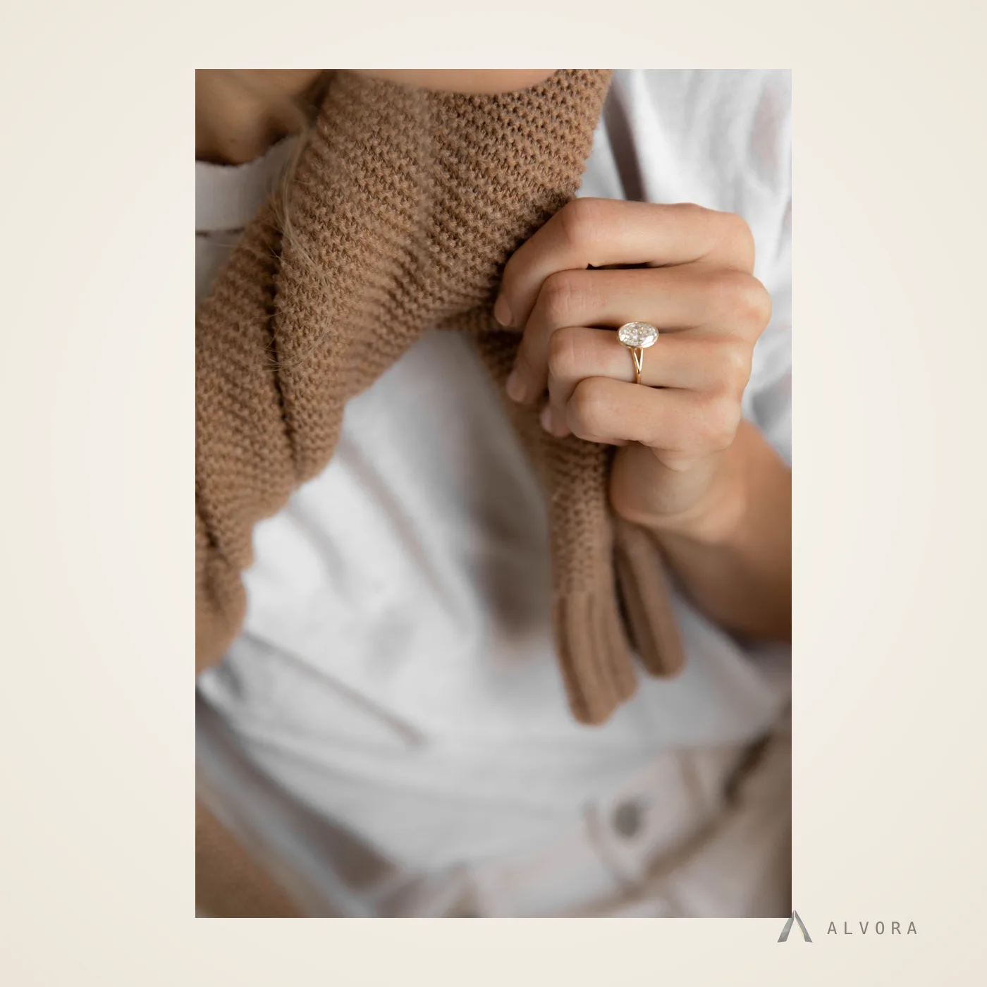 Rhea Oval Solitaire, oval solitaire lab-grown diamond engagement ring