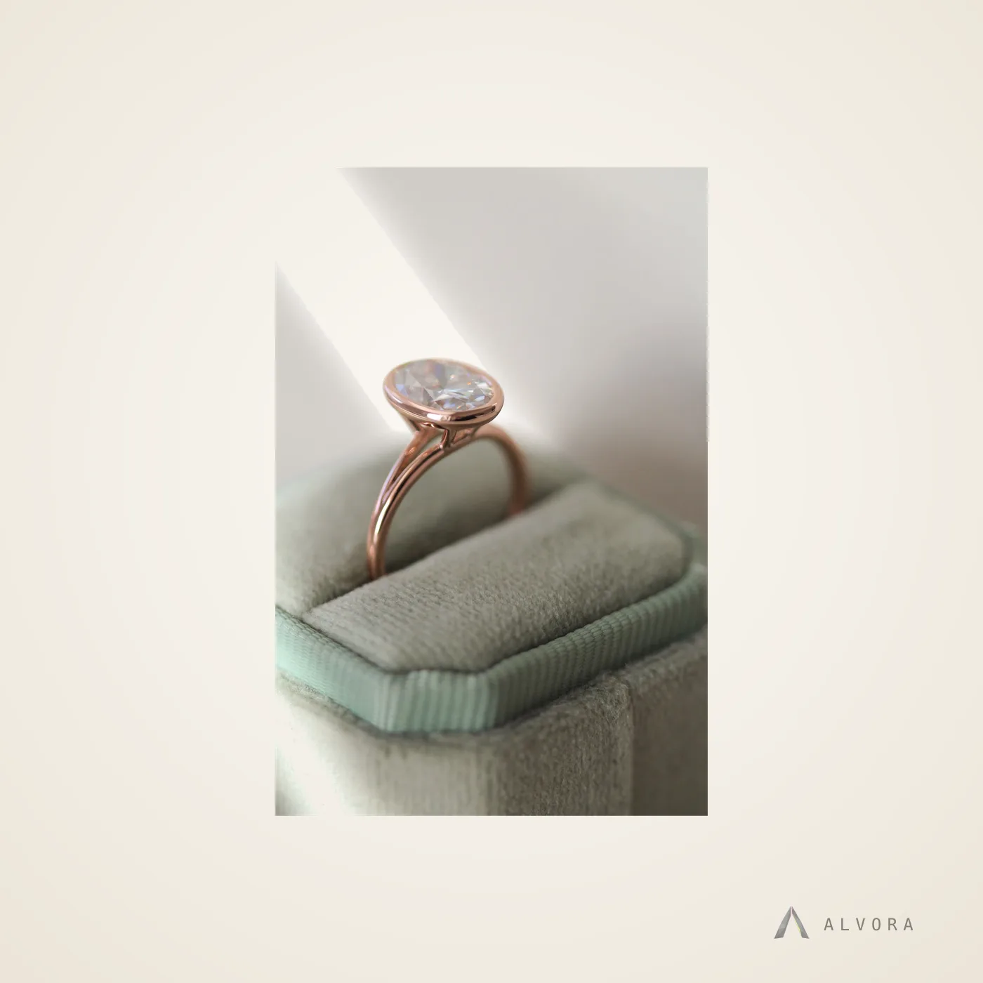 Rhea Oval Solitaire, oval solitaire lab-grown diamond engagement ring