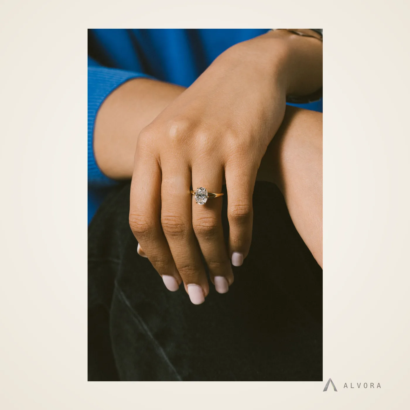 Vesna Oval Solitaire, oval solitaire lab-grown diamond engagement ring