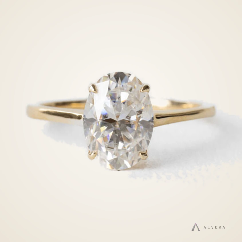 Esra Oval Solitaire, oval solitaire lab-grown diamond engagement ring