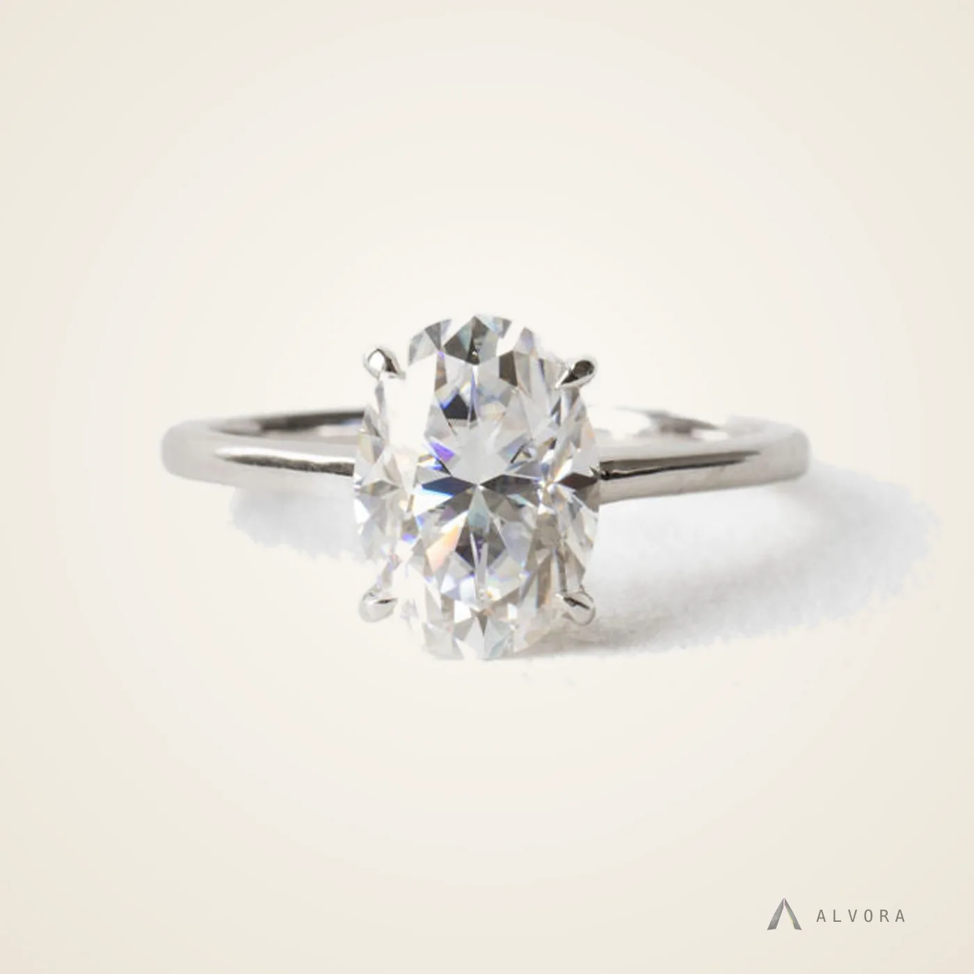 Esra Oval Solitaire, oval solitaire lab-grown diamond engagement ring