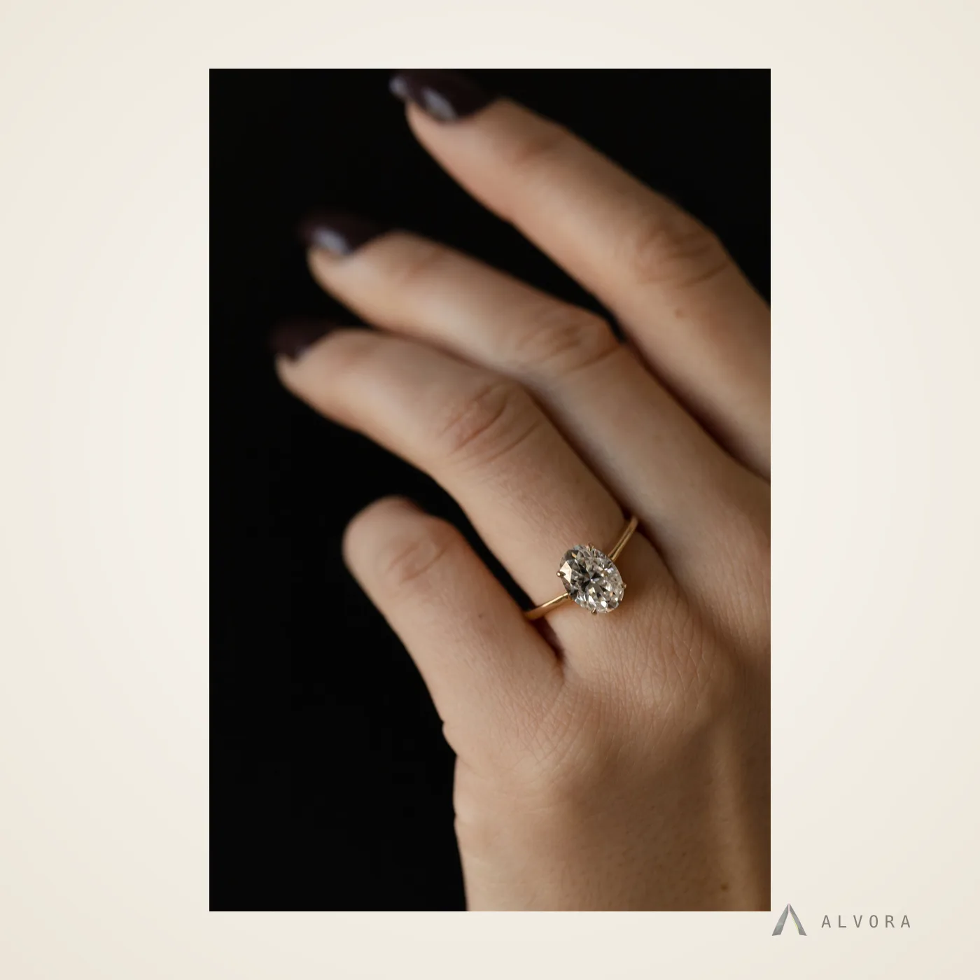Esra Oval Solitaire, oval solitaire lab-grown diamond engagement ring