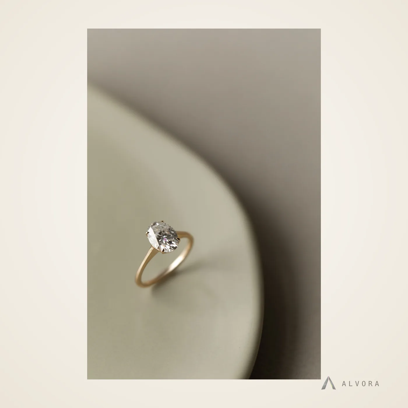 Esra Oval Solitaire, oval solitaire lab-grown diamond engagement ring
