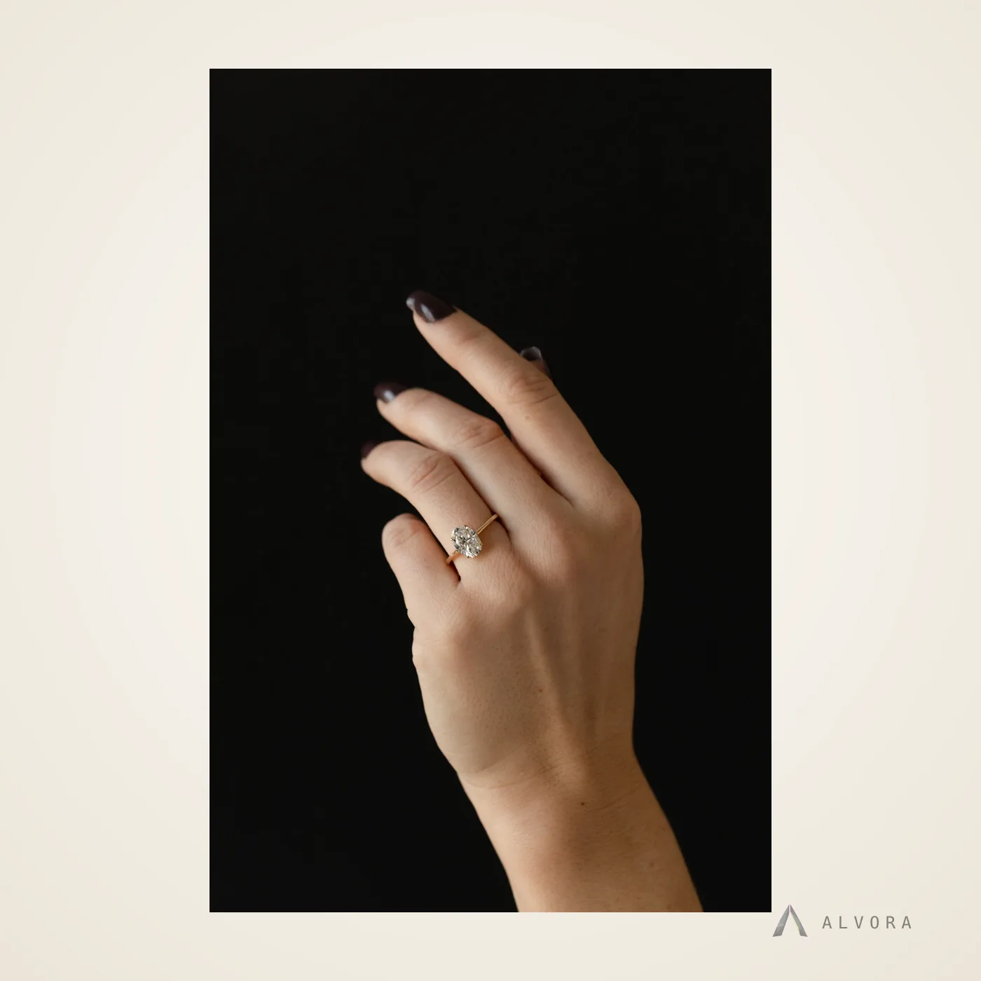 Esra Oval Solitaire, oval solitaire lab-grown diamond engagement ring