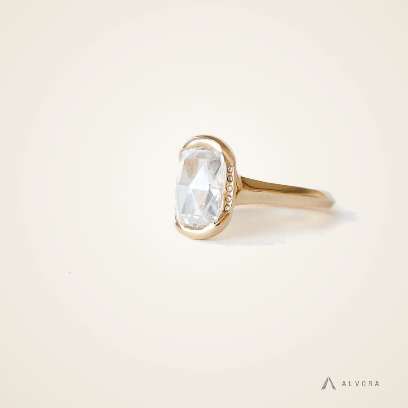 Jora Elongated Cushion Solitaire, elongated cushion solitaire lab-grown diamond engagement ring