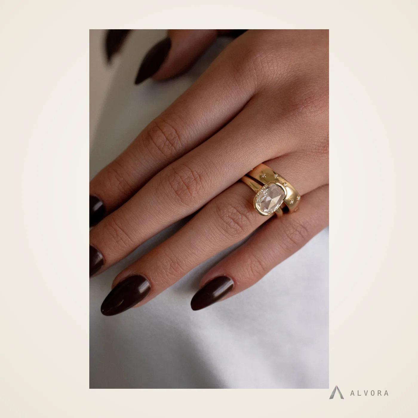 Jora Elongated Cushion Solitaire, elongated cushion solitaire lab-grown diamond engagement ring