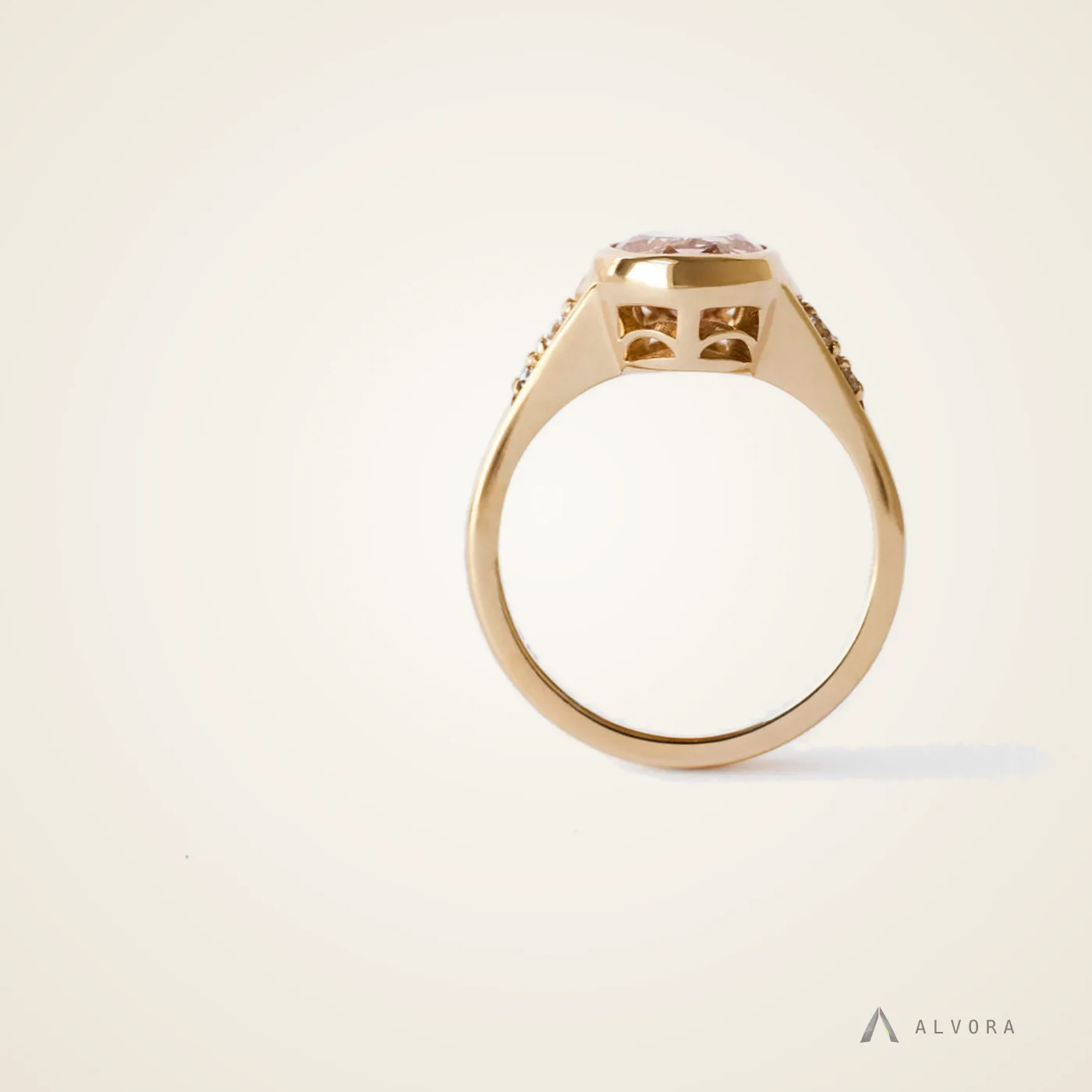 Saskia Champagne Oval Solitaire, oval solitaire lab-grown diamond engagement ring