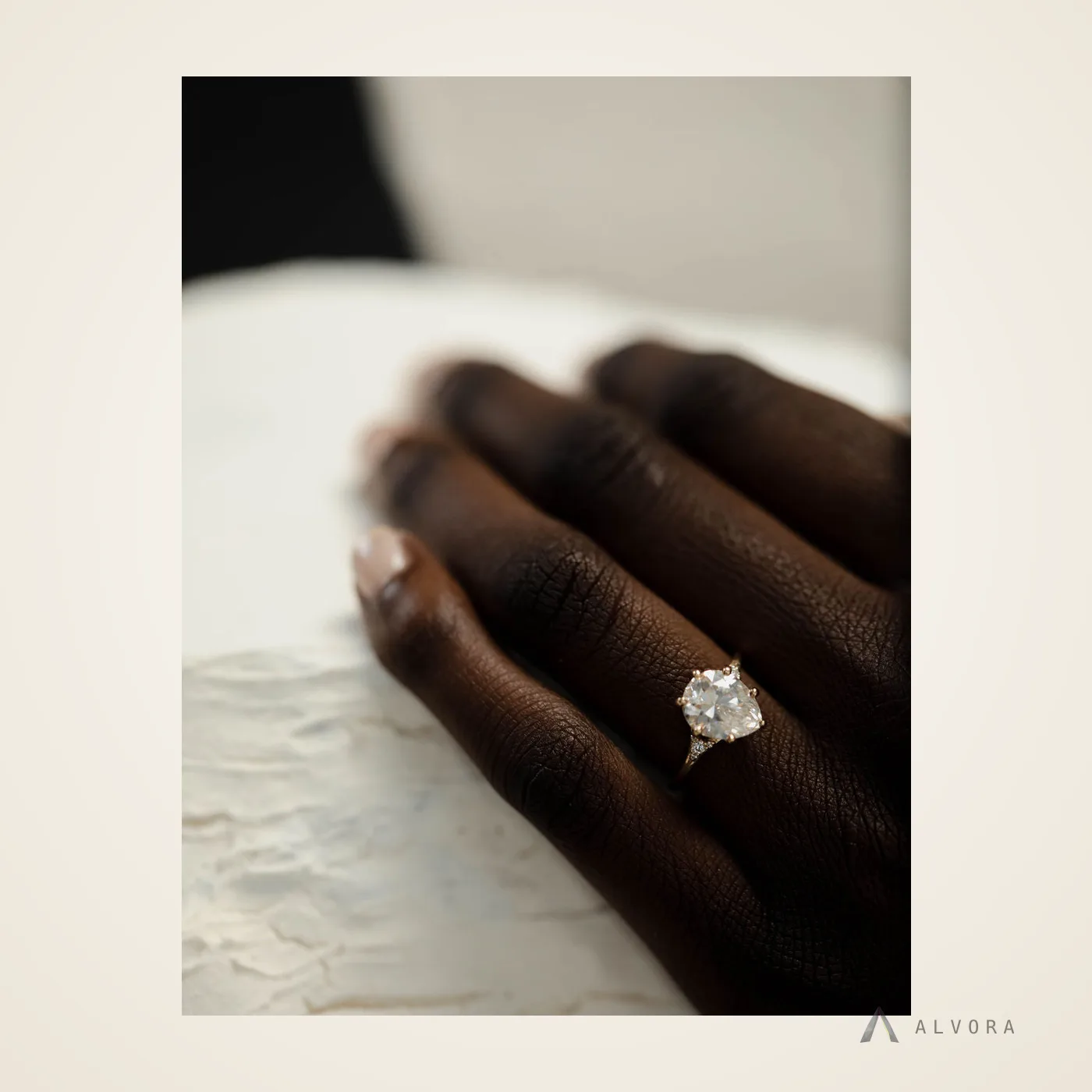 Elodie Pear Solitaire, pear solitaire lab-grown diamond engagement ring