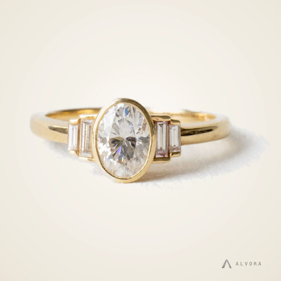 Pia Oval Solitaire, oval solitaire lab-grown diamond engagement ring