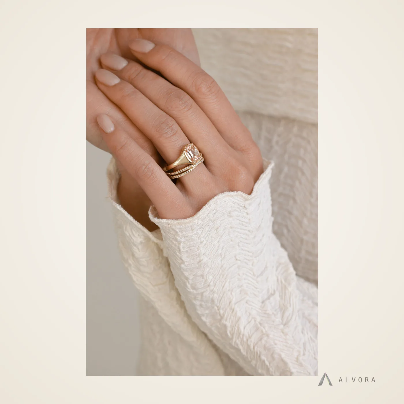 Ulla Elongated Cushion Solitaire, elongated cushion solitaire lab-grown diamond engagement ring