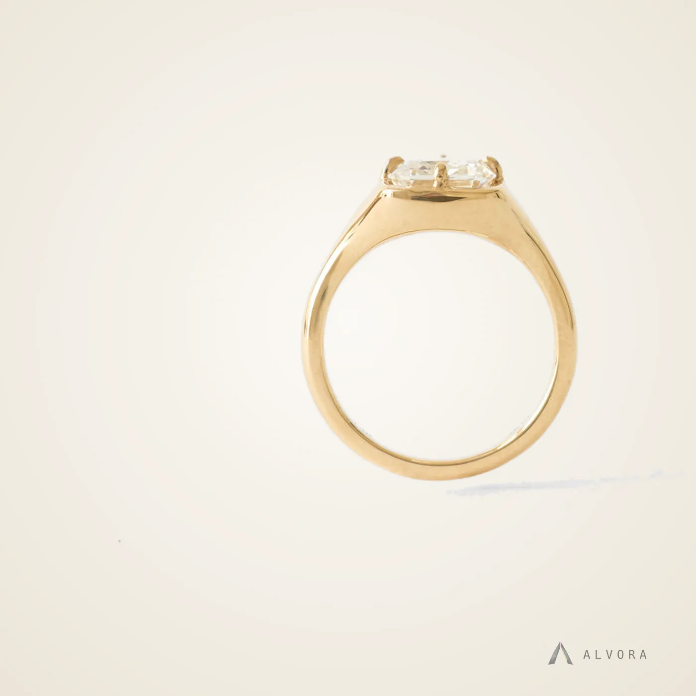 Freya Emerald Solitaire, emerald solitaire lab-grown diamond engagement ring