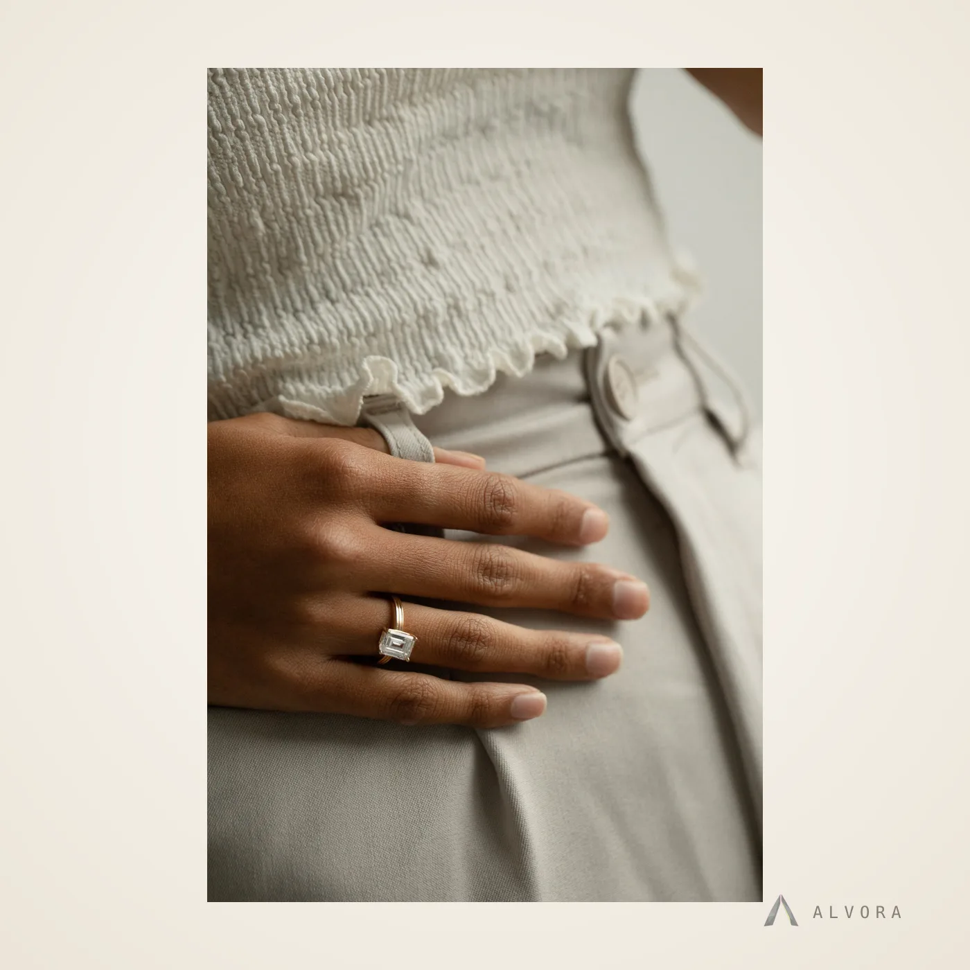 Galia Emerald Solitaire, emerald solitaire lab-grown diamond engagement ring