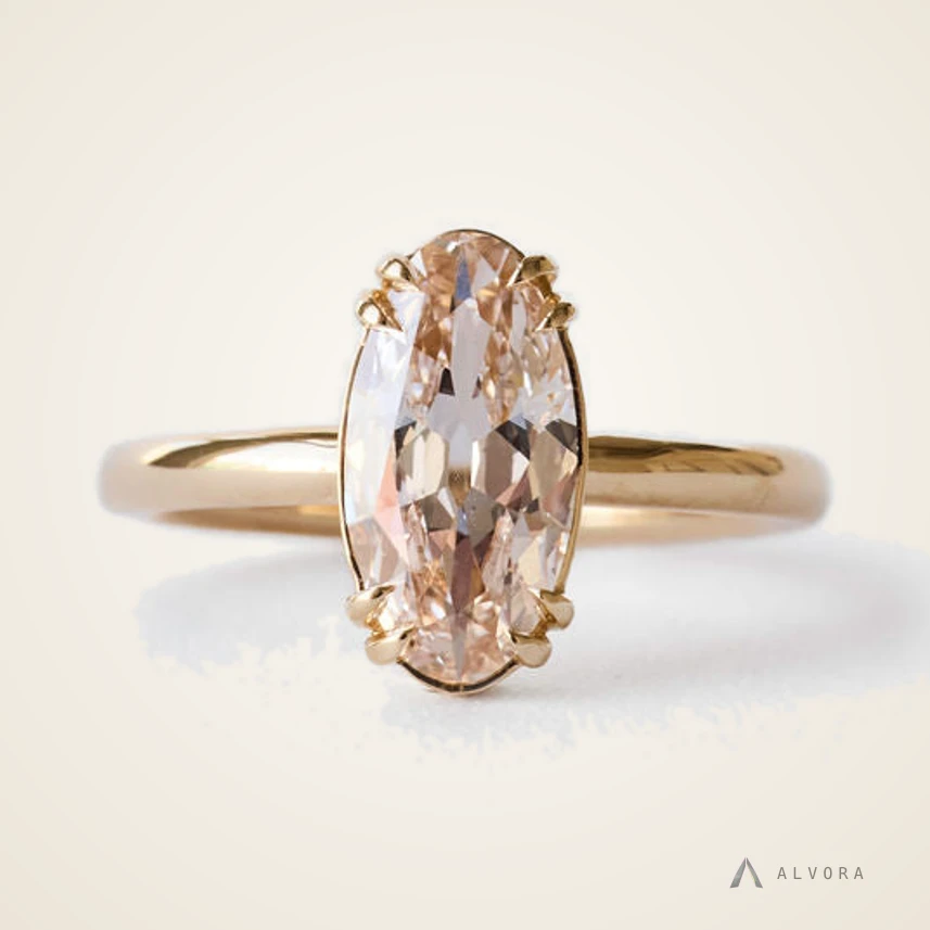 Linnea Champagne Solitaire, solitaire lab-grown diamond engagement ring