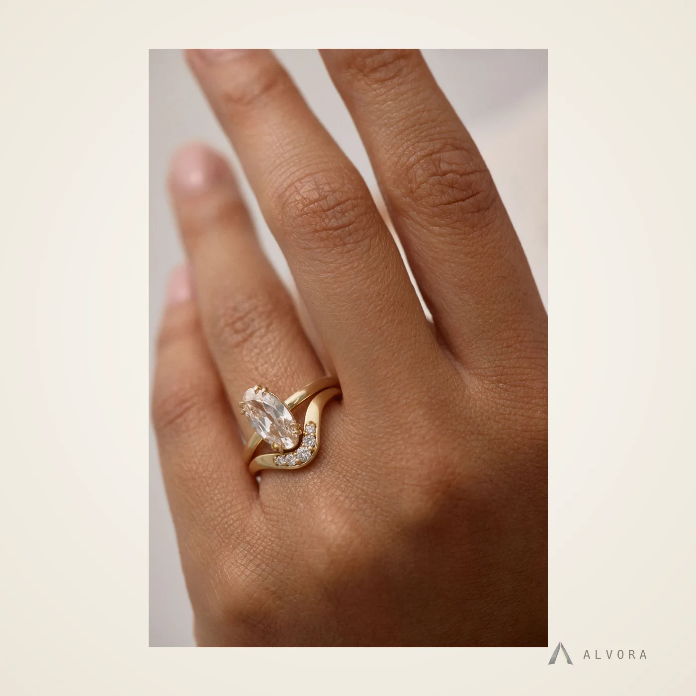 Linnea Champagne Solitaire, solitaire lab-grown diamond engagement ring