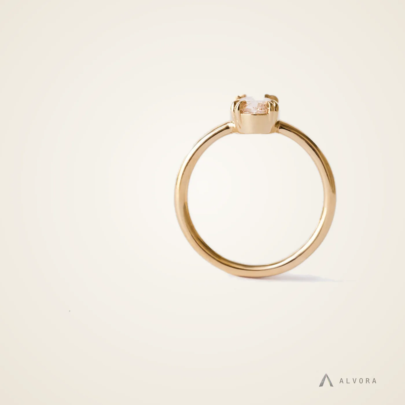 Linnea Champagne Solitaire, solitaire lab-grown diamond engagement ring