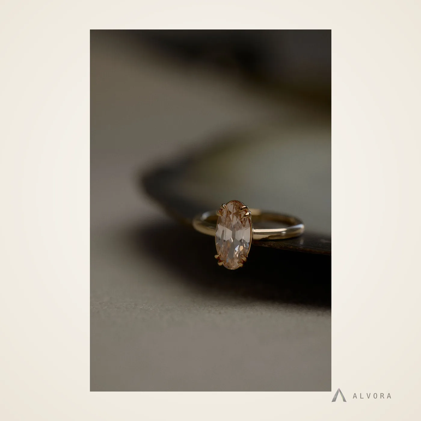 Linnea Champagne Solitaire, solitaire lab-grown diamond engagement ring