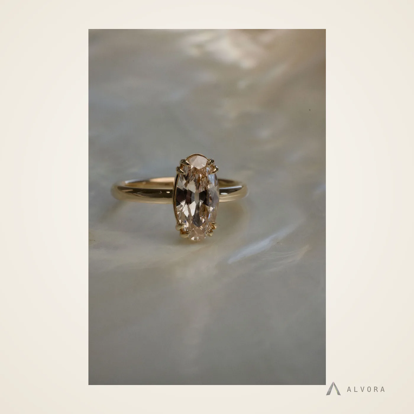 Linnea Champagne Solitaire, solitaire lab-grown diamond engagement ring