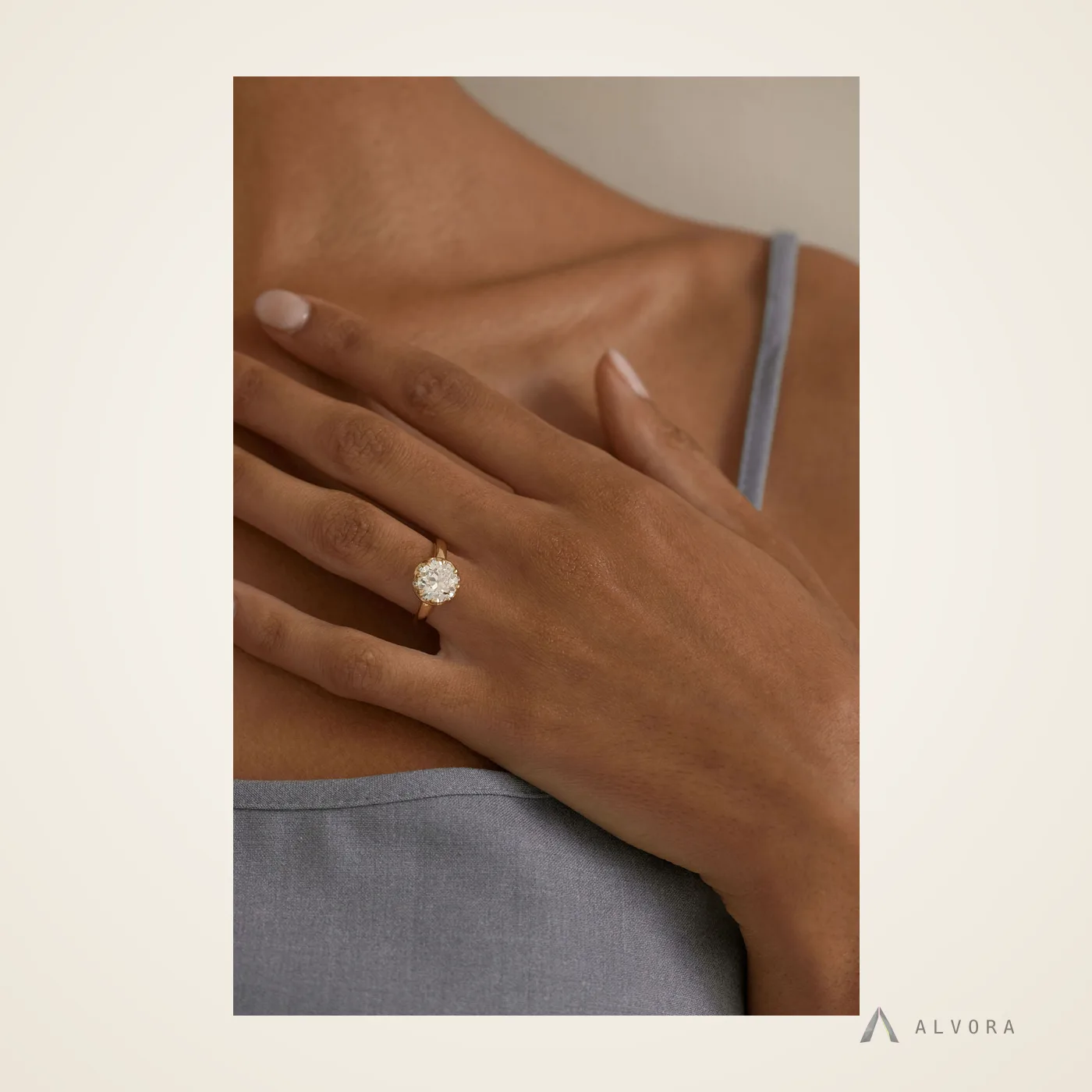 Philippa Solitaire, solitaire lab-grown diamond engagement ring