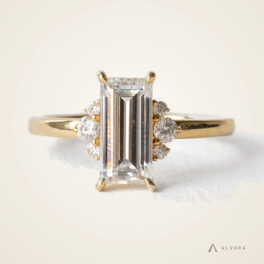 Aveline Baguette Solitaire, baguette solitaire lab-grown diamond engagement ring
