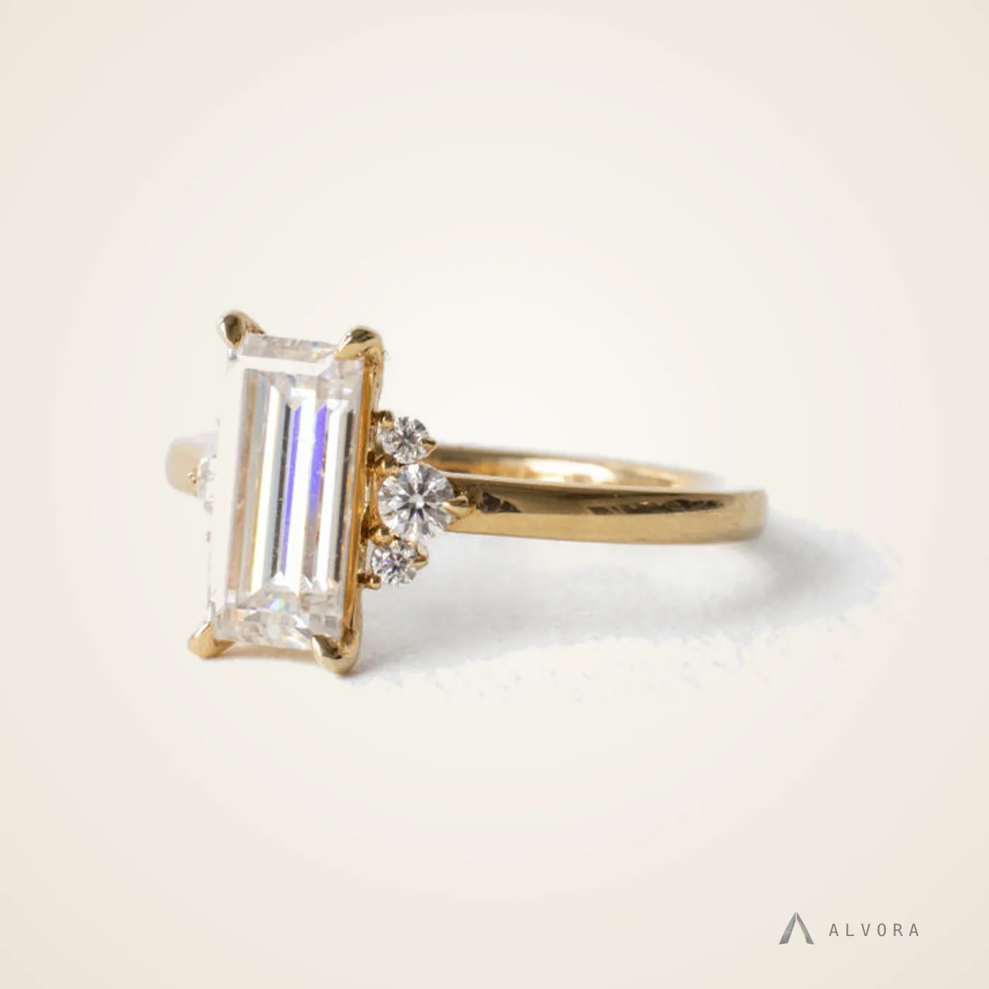 Aveline Baguette Solitaire, baguette solitaire lab-grown diamond engagement ring