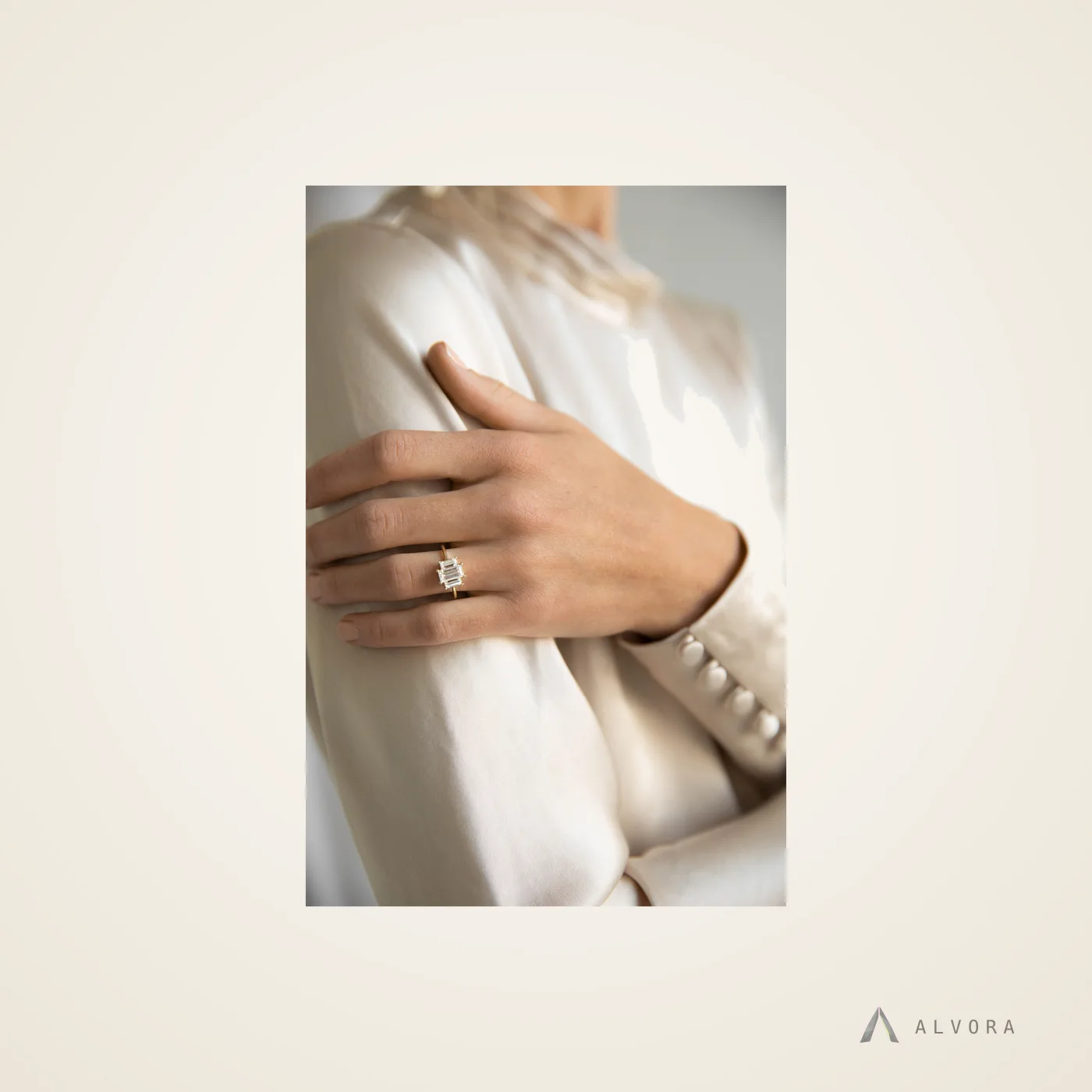 Bettina Baguette Solitaire, baguette solitaire lab-grown diamond engagement ring