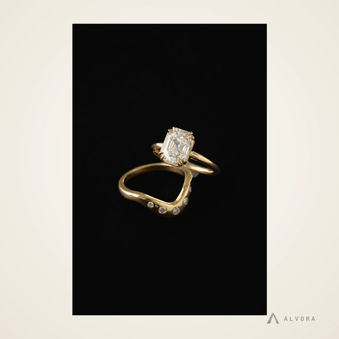Kerensa Emerald Solitaire, emerald solitaire lab-grown diamond engagement ring