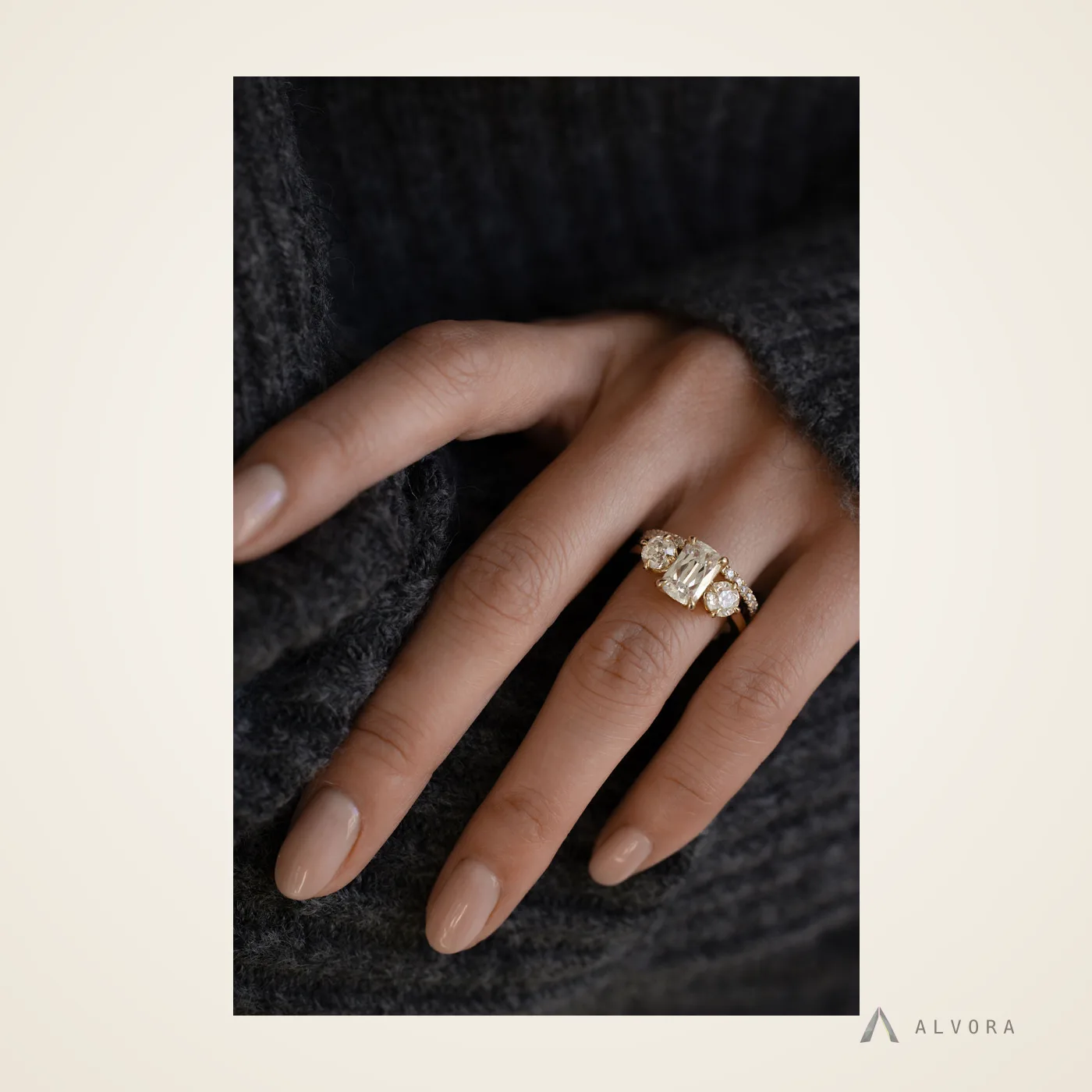 Tamara Blue Solitaire, solitaire lab-grown diamond engagement ring