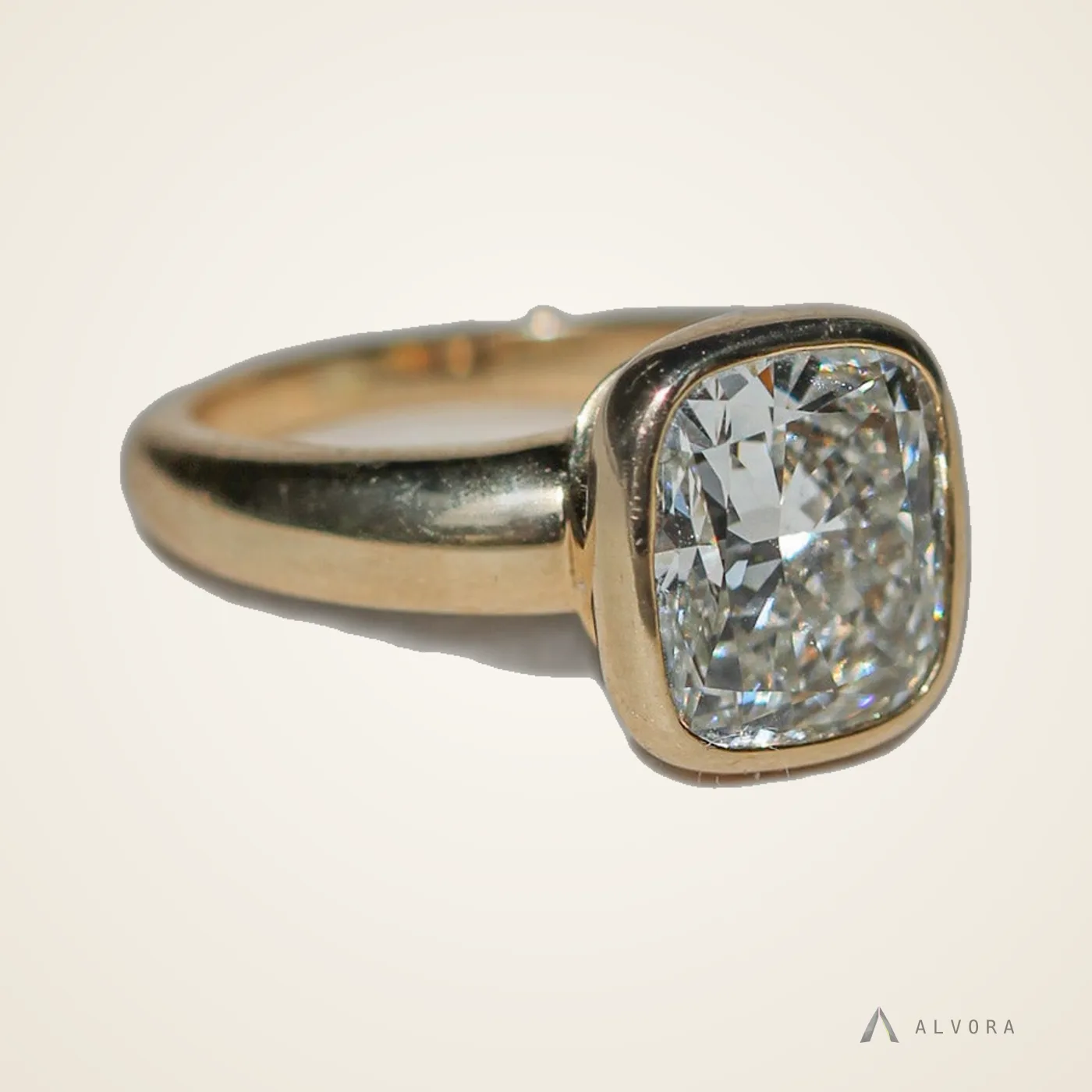 Undine Cushion Solitaire, cushion solitaire lab-grown diamond engagement ring