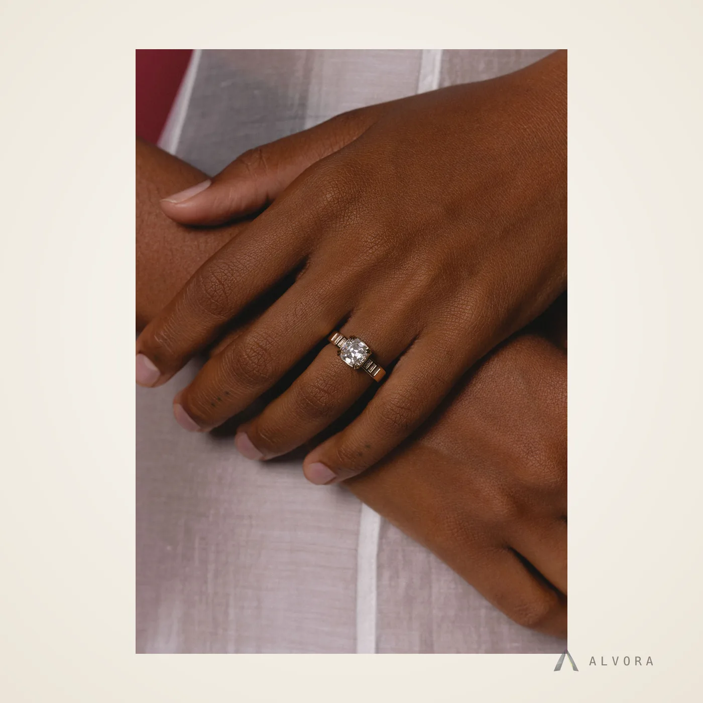 Willa Cushion Solitaire, cushion solitaire lab-grown diamond engagement ring
