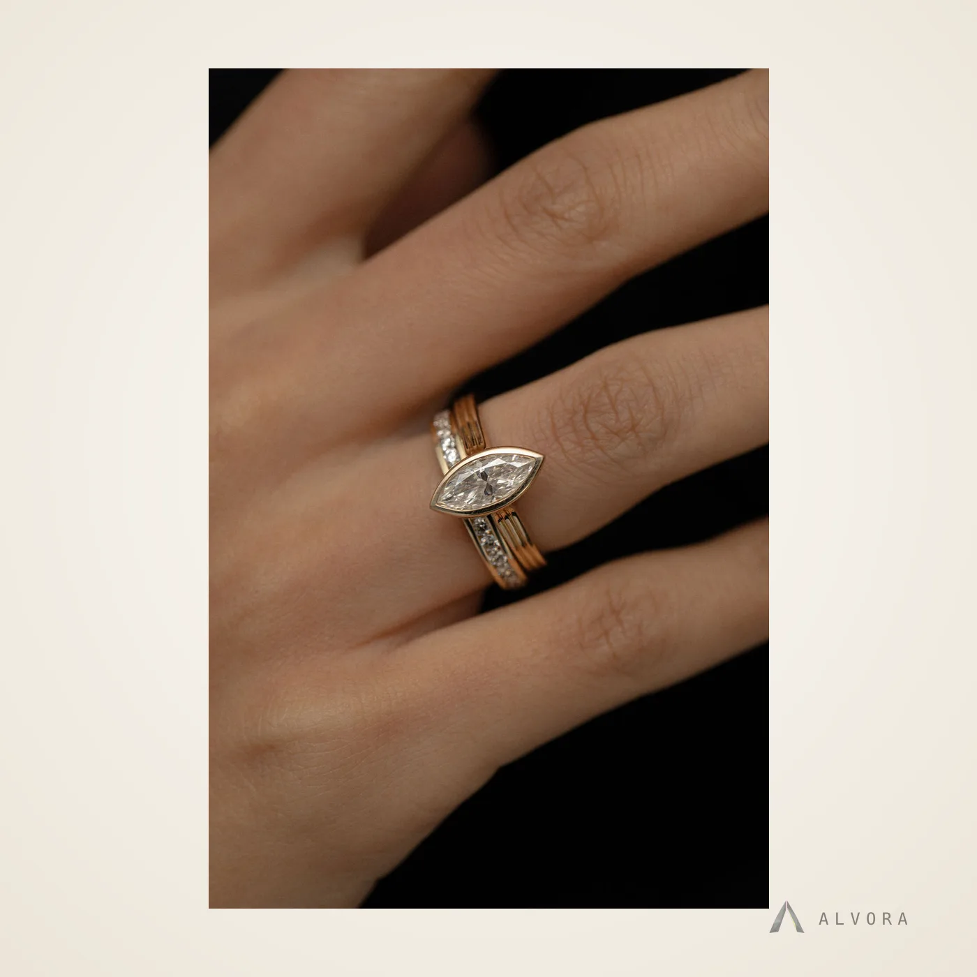 Galia Marquise Bezel, marquise bezel lab-grown diamond engagement ring