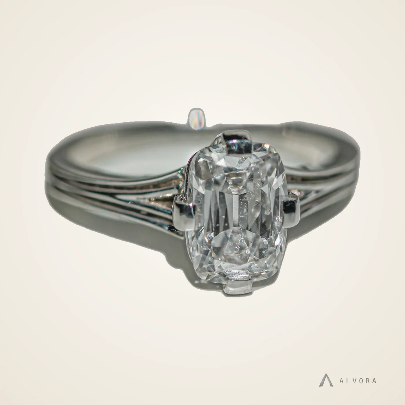Alethea Cushion Solitaire, cushion solitaire lab-grown diamond engagement ring