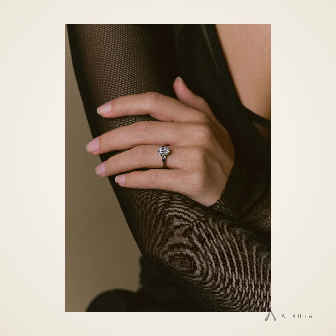 Alethea Cushion Solitaire, cushion solitaire lab-grown diamond engagement ring