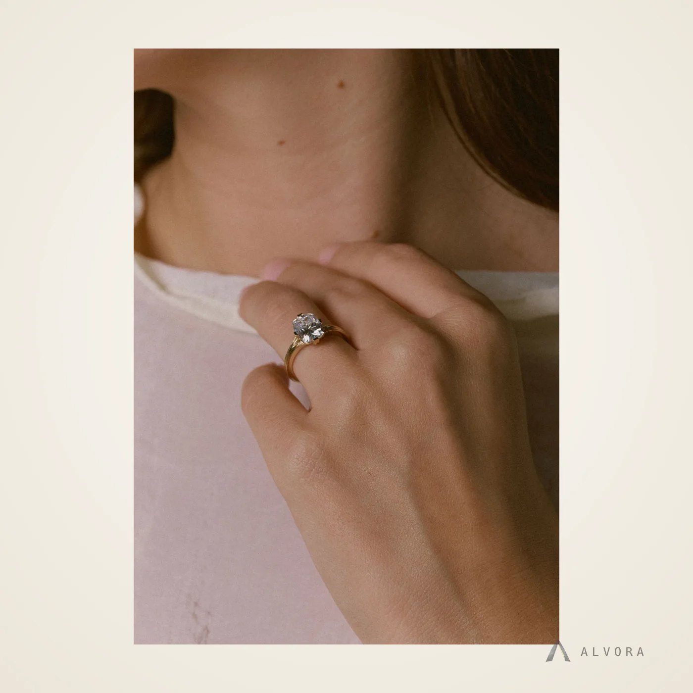 Alethea Elongated Cushion Solitaire, elongated cushion solitaire lab-grown diamond engagement ring