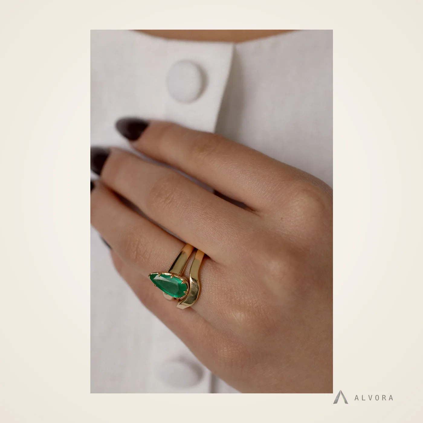 Elif Pear Solitaire, pear solitaire lab-grown diamond engagement ring