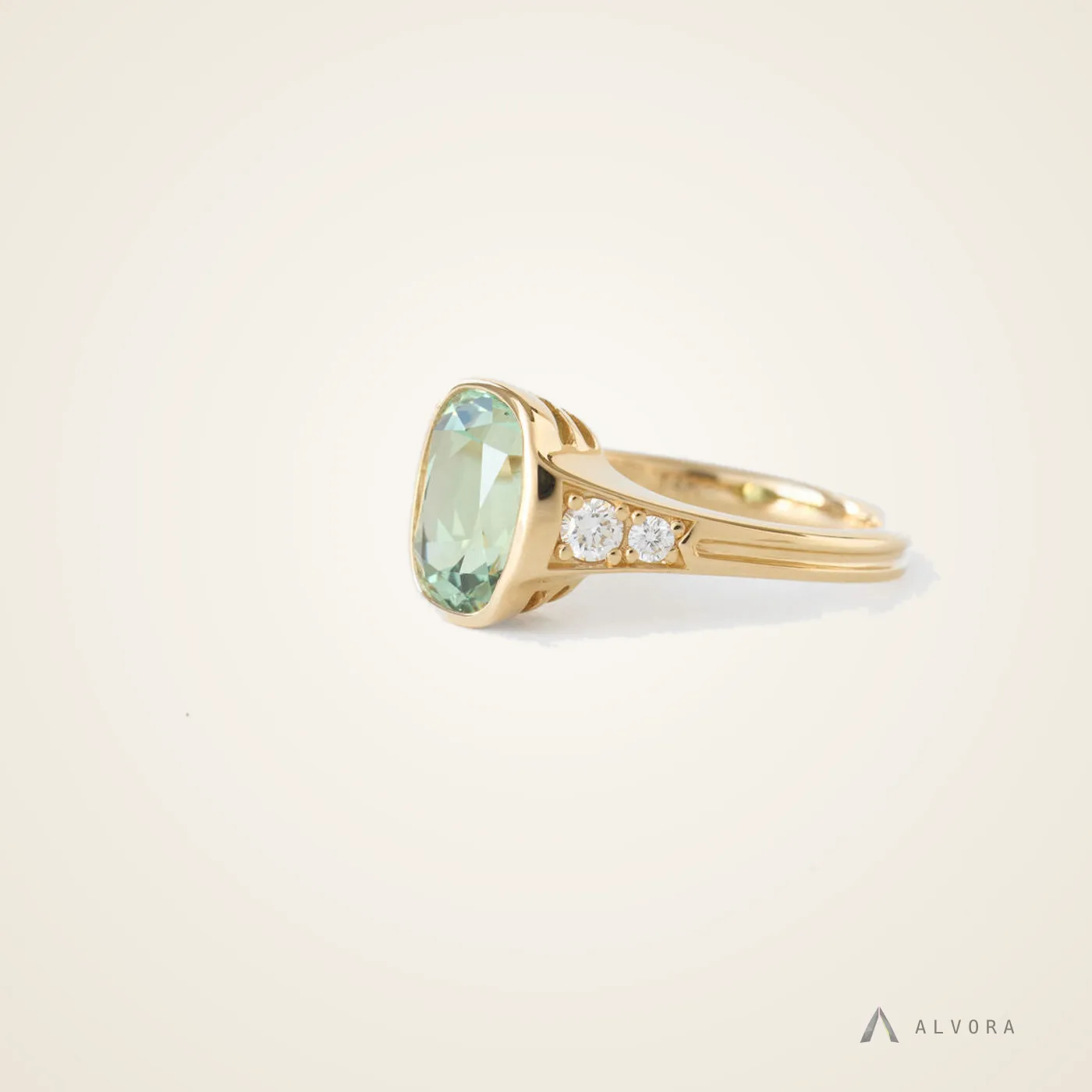 Romilly Green Elongated Cushion Solitaire, elongated cushion solitaire lab-grown diamond engagement ring