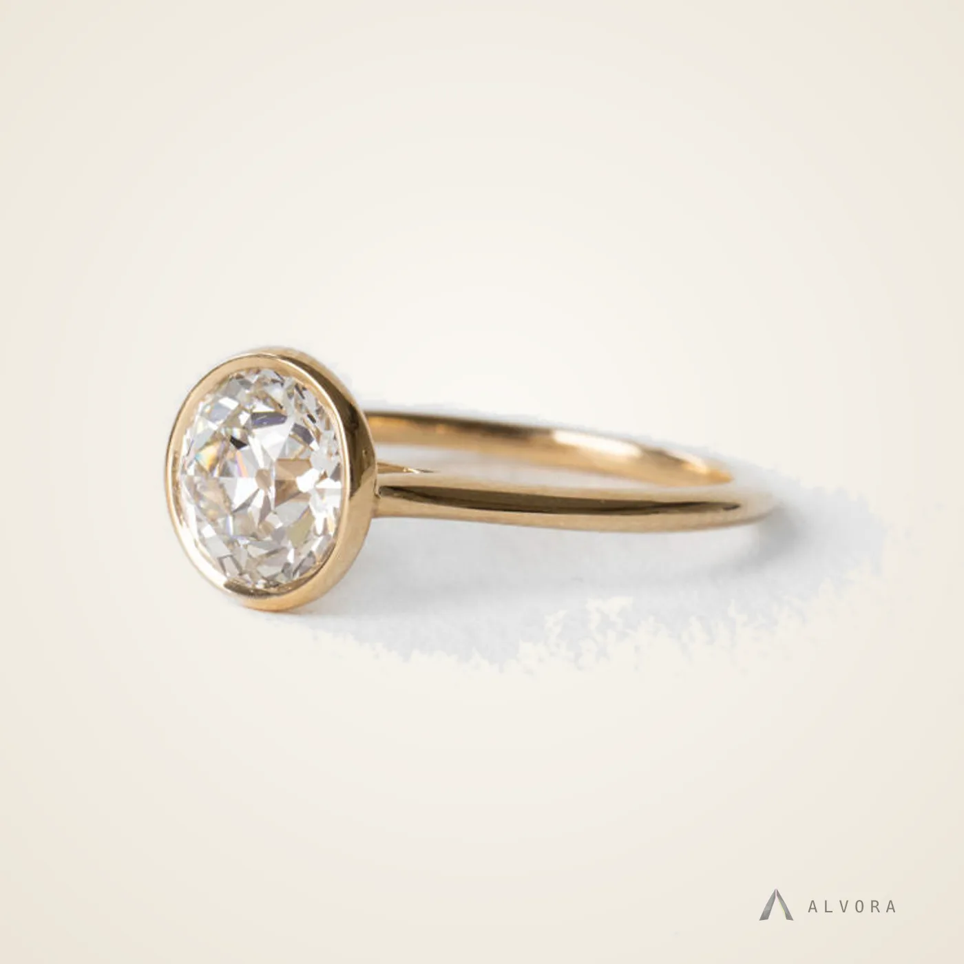 Nerida Round Bezel, round bezel lab-grown diamond engagement ring