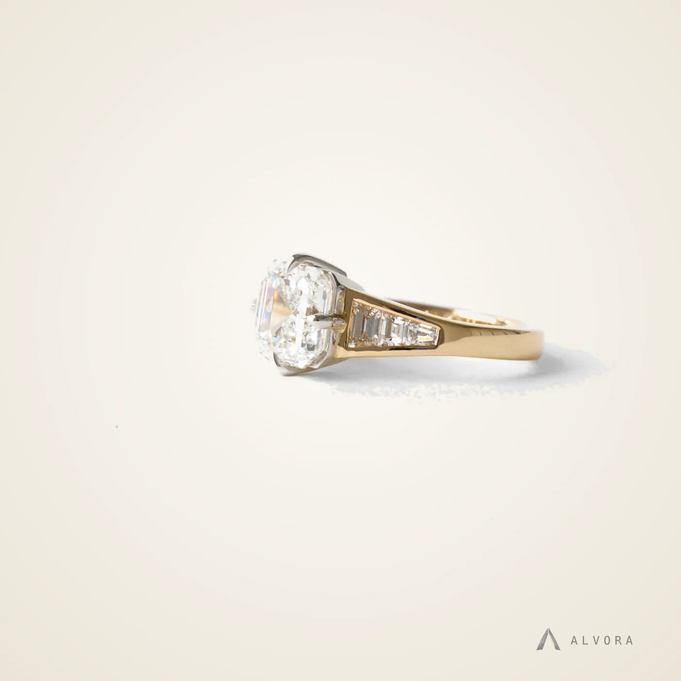 Josiane Asscher Solitaire, asscher solitaire lab-grown diamond engagement ring