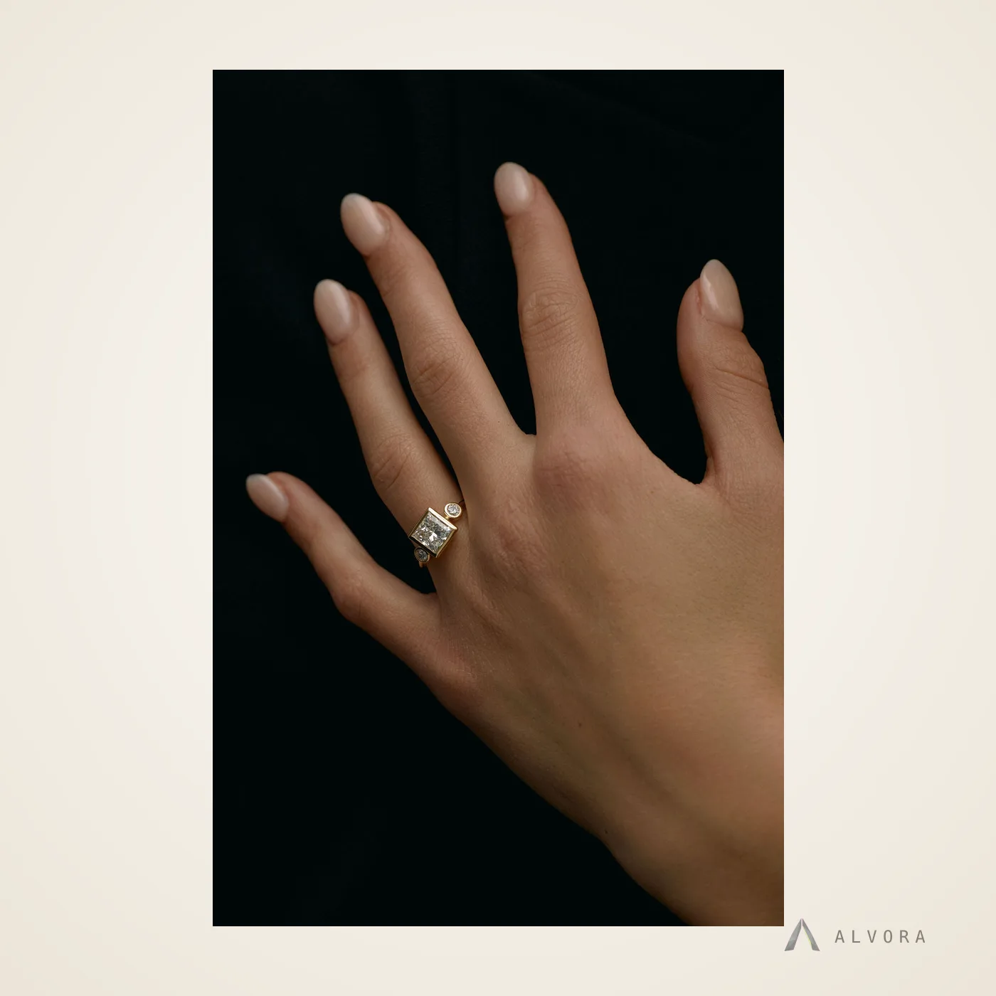 Ione Princess Solitaire, princess solitaire lab-grown diamond engagement ring