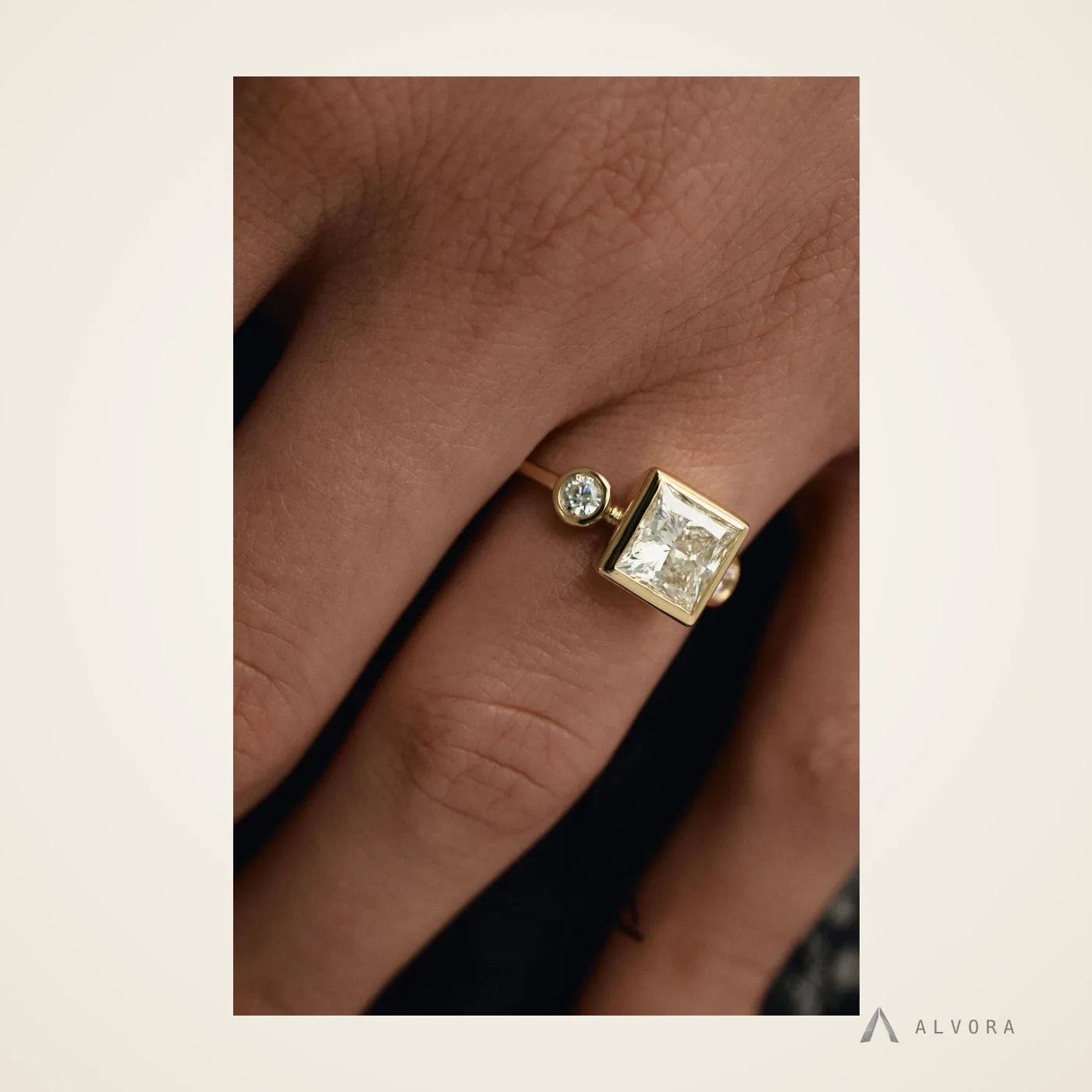 Ione Princess Solitaire, princess solitaire lab-grown diamond engagement ring